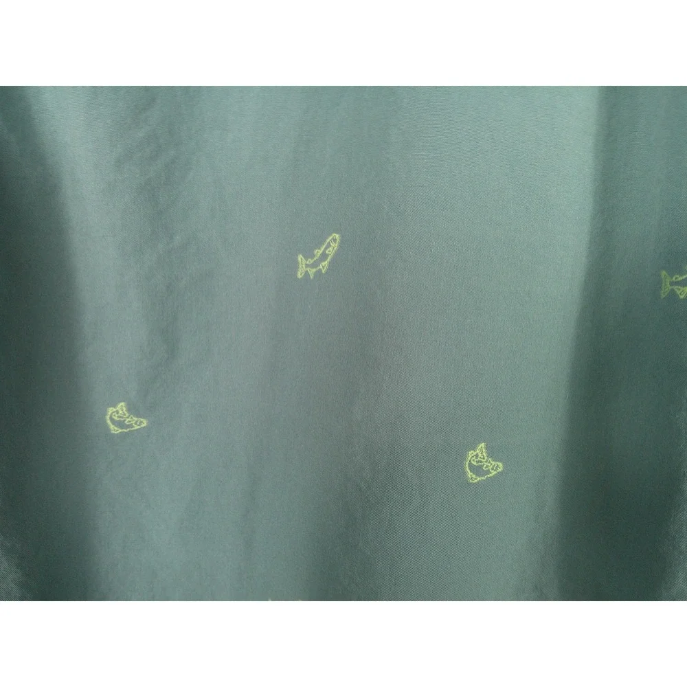 The North Face Men's Bluish Green Fish Short Sleeve Button Down Shirt Large